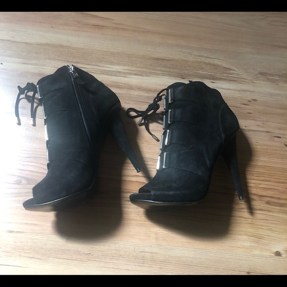 Marciano Black Suede Open toe Booties - Picture 5 of 7